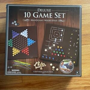Deluxe 10 Game Set - Mahogany Wood Style